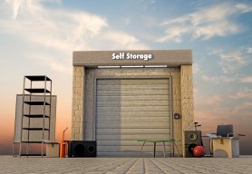 modern self storage with used stuff outside